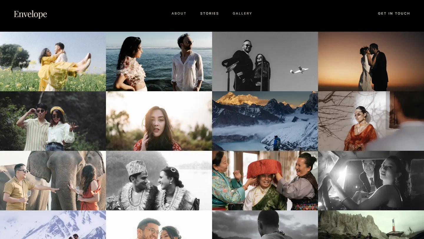 The Envelope gallery: photographs four across, running the full width of the page, with no captions or page numbers.